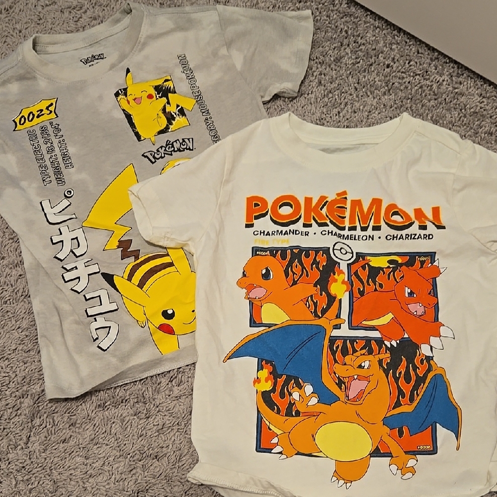 Kids T-Shirts - Pikachu & Charizard Designs